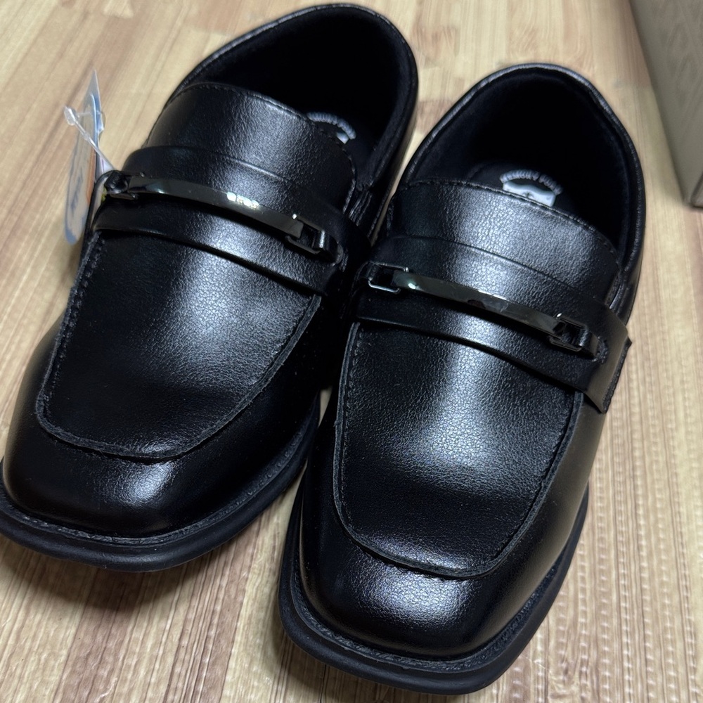 Little boys Black Leather Loafers